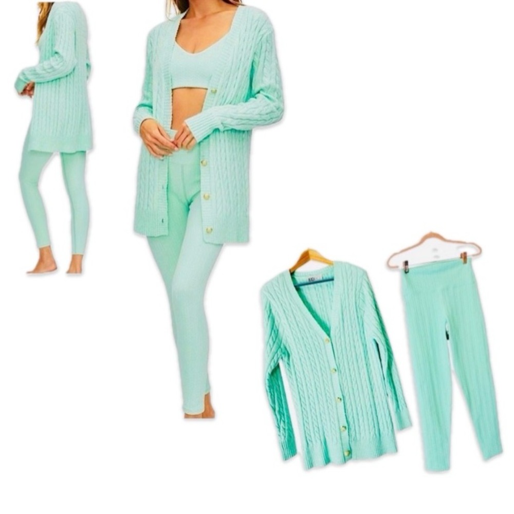 NWOT Set Beach Riot AnthropologieAaliyah Cardigan + Piper Leggings Creme De Knit